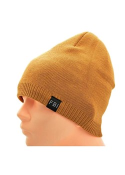 Musztardowa Męska Zimowa Czapka z polarem - L/XL FBI ST-508D ze sklepu Stylion w kategorii Czapki zimowe męskie - zdjęcie 186265605