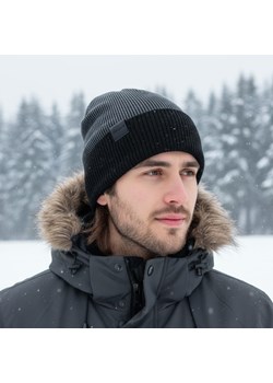 Męska Czapka Zimowa ocieplana polarem - L/XL 2MORO ST-561 kolor czarny ze sklepu Stylion w kategorii Czapki zimowe męskie - zdjęcie 186265626
