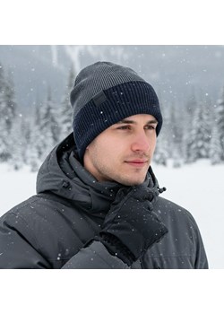 Męska Czapka Zimowa ocieplana polarem - L/XL 2MORO ST-561B kolor granatowy ze sklepu Stylion w kategorii Czapki zimowe męskie - zdjęcie 186265627