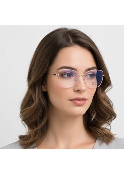 Okulary kocie do komputera damskie z filtrem BLUE Light zerówki 2576-2 jasny róż/złoty ze sklepu Stylion w kategorii Zegarki - zdjęcie 186265629