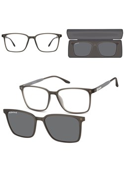 Prostokątne okulary pod korekcję z polaryzacyjną Nakładką przeciwsłoneczną na magnes CLIP-TRC-187D-1 ze sklepu Stylion w kategorii Okulary korekcyjne damskie - zdjęcie 186265636