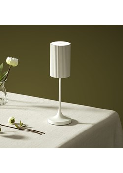 Ryflowana lampa stołowa LED bezprzewodowa VINO do restauracji w kolorze perłowej bieli 6 sztuk/komplet ze sklepu Lysne w kategorii Lampy stołowe - zdjęcie 186266329