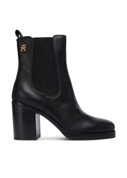 Tommy Hilfiger Botki Square Toe Chelsea High Block Hl FW0FW08844 Czarny ze sklepu MODIVO w kategorii Botki - zdjęcie 186267465
