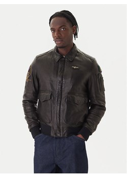 Aeronautica Militare Kurtka skórzana 252PN0963U100839 Czarny Regular Fit ze sklepu MODIVO w kategorii Kurtki męskie - zdjęcie 186272778
