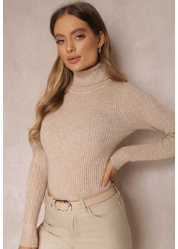 Beżowy Golf Irinsyss - id: HXH9301-42-BEIGE - marki Renee - 186275129 Beżowy Golf Irinsyss ze sklepu renee.pl w kategorii Swetry damskie - zdjęcie 186275129
