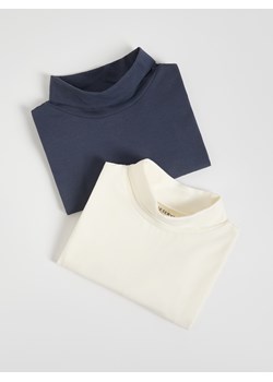Reserved - Bawełniany longsleeve 2 pack - złamana biel - id: 105FI-01X - marki Reserved - 186275276 Reserved - Bawełniany longsleeve 2 pack - złamana biel ze sklepu Reserved w kategorii T-shirty chłopięce - zdjęcie 186275276