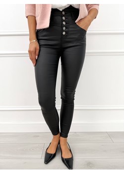 Czarne Woskowane Spodnie High Waist ze sklepu ModnaKiecka.pl w kategorii Spodnie damskie - zdjęcie 186278087