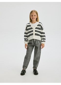 Reserved - Jeansy paperbag high waist - szary ze sklepu Reserved w kategorii Spodnie dziewczęce - zdjęcie 186278487