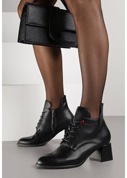 Czarne Asymetryczne Botki VICES na Obcasie ze Sznurowaną Cholewką Zalles - id: XL63-512-BLACK-PU - marki Renee - 186279215 Czarne Asymetryczne Botki VICES na Obcasie ze Sznurowaną Cholewką Zalles ze sklepu renee.pl w kategorii Botki - zdjęcie 186279215