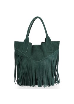 Firmowy Włoski Shopper w stylu Boho Vittoria Gotti Butelkowa Zieleń ze sklepu PaniTorbalska w kategorii Torby Shopper bag - zdjęcie 186281816
