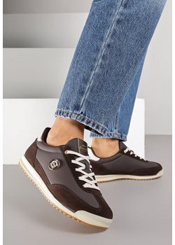 Ciemnobrązowe Sneakersy z Metaliczną Aplikacją Nurrive ze sklepu born2be.pl w kategorii Buty sportowe damskie - zdjęcie 186282759