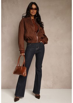 Brązowa Zasuwana Kurtka Bomberka w Stylistyce Y2K Zenora ze sklepu renee.pl w kategorii Kurtki damskie - zdjęcie 186285828
