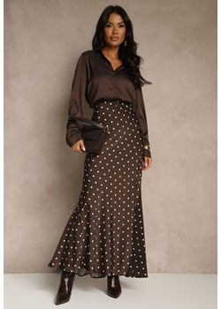 Brązowa Spódnica High Waist w Kropki o Trapezowym Kroju Ravea ze sklepu renee.pl w kategorii Spódnice - zdjęcie 186285857
