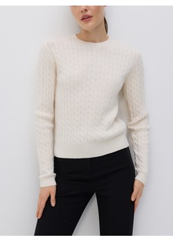 Reserved - Sweter z ozdobnym splotem - kremowy ze sklepu Reserved w kategorii Swetry damskie - zdjęcie 186286169