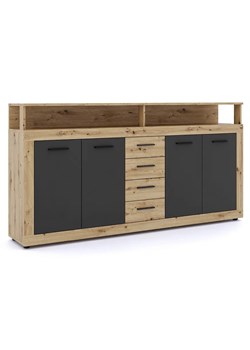 Komoda z 4 szufladami dąb artisan + czarny 190cm M1-D85 ze sklepu Edinos.pl w kategorii Komody - zdjęcie 186296397