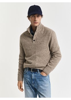 Gant Męski wełniany sweter Mężczyźni beżowy marmurkowy ze sklepu vangraaf w kategorii Swetry męskie - zdjęcie 186299575