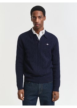 Gant Męski wełniany sweter Mężczyźni Wełna granatowy jednolity - id: 776857-0001-09900 - marki Gant - 186299576 Gant Męski wełniany sweter Mężczyźni Wełna granatowy jednolity ze sklepu vangraaf w kategorii Swetry męskie - zdjęcie 186299576