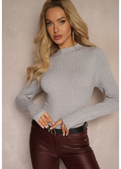 Jasnoszary Casualowy Sweter Półgolf Temitara ze sklepu renee.pl w kategorii Swetry damskie - zdjęcie 186309459