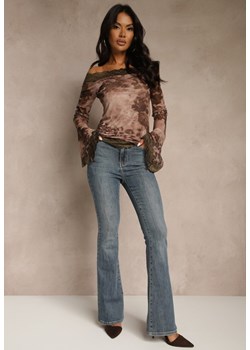 Niebieskie Jeansy Regular Waist z Bawełny o Kroju Dzwonów Zenirae ze sklepu renee.pl w kategorii Jeansy damskie - zdjęcie 186309506