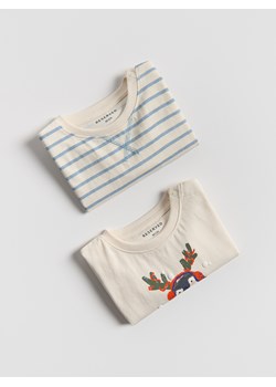 Reserved - Bawełniany longsleeve 2 pack - kremowy ze sklepu Reserved w kategorii Kaftaniki i bluzki - zdjęcie 186315015