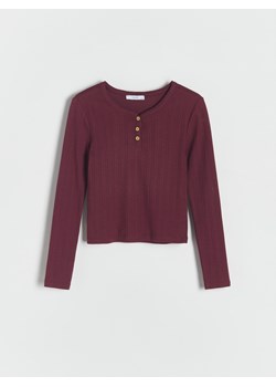 Reserved - Koszulka z guzikami przy dekolcie - bordowy ze sklepu Reserved w kategorii Bluzki dziewczęce - zdjęcie 186318905