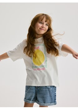 Reserved - T-shirt z nadrukiem - złamana biel ze sklepu Reserved w kategorii Bluzki dziewczęce - zdjęcie 186320725