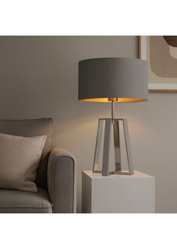 Srebrna lampa stołowa do salonu w stylu skandynawskim THOR GOLD z szarym abażurem ze złotym wnętrzem - id: 7493 - marki Ciekot Partners Sp. Z O. O. - 186320819 Srebrna lampa stołowa do salonu w stylu skandynawskim THOR GOLD z szarym abażurem ze złotym wnętrzem ze sklepu Lysne w kategorii Lampy stołowe - zdjęcie 186320819
