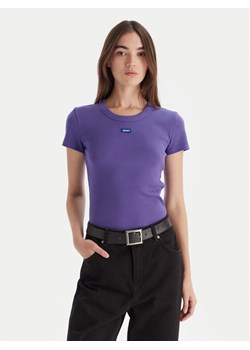 HUGO T-Shirt Easy 50523924 Fioletowy Slim Fit ze sklepu MODIVO w kategorii Bluzki damskie - zdjęcie 186323509