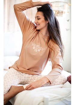Dwuczęściowa piżama damska LNS 579, Kolor brązowo-beżowy, Rozmiar S, Key ze sklepu Primodo w kategorii Piżamy damskie - zdjęcie 186325849