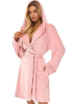 Krótki szlafrok damski z kapturem 2509 Luna, Kolor róż pudrowy, Rozmiar M, L&amp;L ze sklepu Primodo w kategorii Szlafroki damskie - zdjęcie 186325917