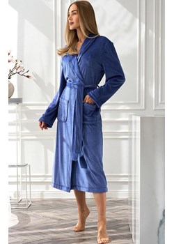 Długi szlafrok damski ciemnoniebieski 2510 Aura, Kolor ciemnoniebieski, Rozmiar M, L&amp;L ze sklepu Primodo w kategorii Szlafroki damskie - zdjęcie 186325927