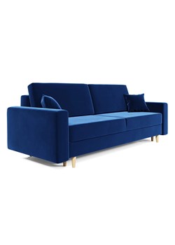 Granatowa rozkładana sofa welurowa z funkcją spania L1-P05 ze sklepu Edinos.pl w kategorii Sofy i kanapy - zdjęcie 186327775