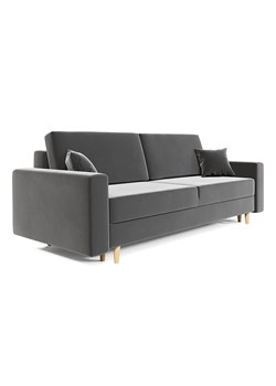 Szara welurowa sofa rozkładana z pojemnikiem N6-H25 ze sklepu Edinos.pl w kategorii Sofy i kanapy - zdjęcie 186327779