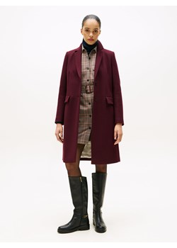 Tommy Hilfiger Wełniany płaszcz damski z zawartością kaszmiru Kobiety Wełna bakłażanowy jednolity ze sklepu vangraaf w kategorii Płaszcze damskie - zdjęcie 186329805