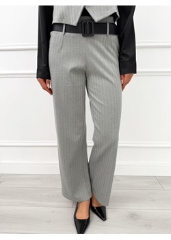 Szare Spodnie Wide Leg w Jodełkę ze sklepu ModnaKiecka.pl w kategorii Spodnie damskie - zdjęcie 186332846