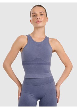 Damski top do jogi i pilatesu 4f 4FWAW25TFSLF578 - granatowy ze sklepu Sportstylestory.com w kategorii Bluzki damskie - zdjęcie 186333477