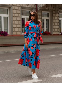 FORSETI Sukienka Bianka z szarfą niebieska S09054 S09XS054, Rozmiar: XS ze sklepu forseti.net.pl w kategorii Sukienki - zdjęcie 186336526