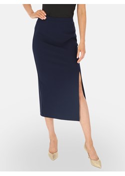 Elegancka granatowa spódnica midi z rozcięciem L'AF Billy ze sklepu Eye For Fashion w kategorii Spódnice - zdjęcie 186336999