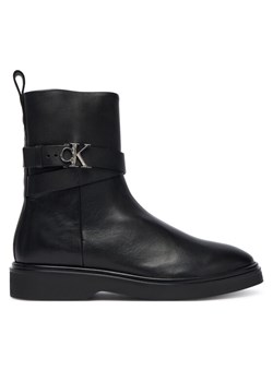 Botki Calvin Klein Ankle Boot W/ Metal Logo HW0HW02663 Czarny ze sklepu eobuwie.pl w kategorii Botki - zdjęcie 186341645
