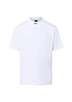 BOSS Green Koszulka męska - Tee Collar Zone Mężczyźni Bawełna biały jednolity ze sklepu vangraaf w kategorii T-shirty męskie - zdjęcie 186343348