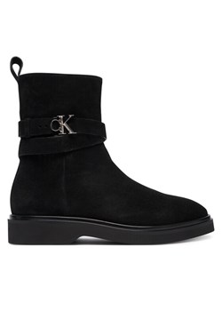 Calvin Klein Botki Ankle Boot W/ Metal Logo Sue HW0HW02664 Czarny ze sklepu MODIVO w kategorii Botki - zdjęcie 186345449