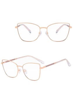 Damskie okulary Kocie Oczy zerówki do komputera BLUE LIGHT na teleskopach 25156 Złoty ze sklepu Stylion w kategorii Okulary zerówki damskie - zdjęcie 186349696