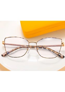 Damskie okulary Kocie Oczy zerówki do komputera BLUE LIGHT na teleskopach 25156E Panterka/Złoty - id: 8732 - marki Stylion - 186349698 Damskie okulary Kocie Oczy zerówki do komputera BLUE LIGHT na teleskopach 25156E Panterka/Złoty ze sklepu Stylion w kategorii Okulary zerówki damskie - zdjęcie 186349698