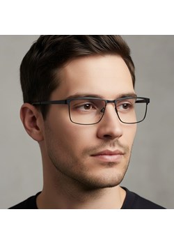 Okulary zerówki korekcyjne Nerd Prostokątne Flex 910G czarne ze sklepu Stylion w kategorii Okulary korekcyjne męskie - zdjęcie 186349706