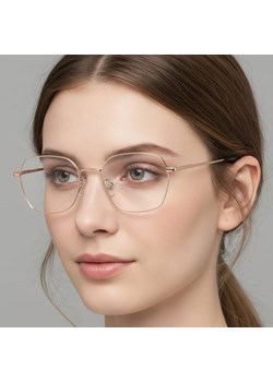 Okulary zerówki oprawki optyczne 913F różowe złoto ze sklepu Stylion w kategorii Okulary korekcyjne damskie - zdjęcie 186349707