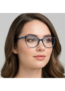 Damskie okulary optyczne zerówki kocie oczy Sunoptic CP116B granatowe - id: 7959 - marki Sunoptic - 186349715 Damskie okulary optyczne zerówki kocie oczy Sunoptic CP116B granatowe ze sklepu Stylion w kategorii Okulary korekcyjne damskie - zdjęcie 186349715
