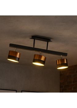 Czarno-miedziana lampa sufitowa na listwie drewnianej 3-punktowa HOLLYWOOD GLAM ze sklepu Lysne w kategorii Lampy wiszące - zdjęcie 186350088