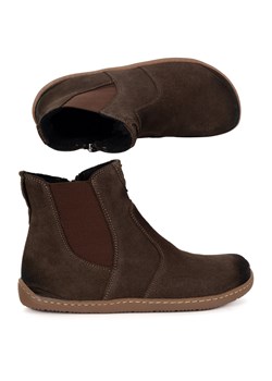 Damskie buty barefoot sztyblety z zamkiem ocieplane 1263 brązowe welur ze sklepu butyolivier w kategorii Półbuty damskie - zdjęcie 186350448