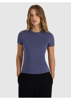 Damski t-shirt basic 4F 4FWAW25TTSHF2712 - niebieski ze sklepu Sportstylestory.com w kategorii Bluzki damskie - zdjęcie 186350648