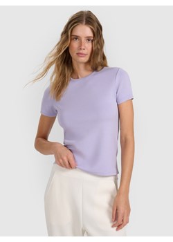 Damski t-shirt basic 4F 4FWAW25TTSHF2712 - fioletowy ze sklepu Sportstylestory.com w kategorii Bluzki damskie - zdjęcie 186350666